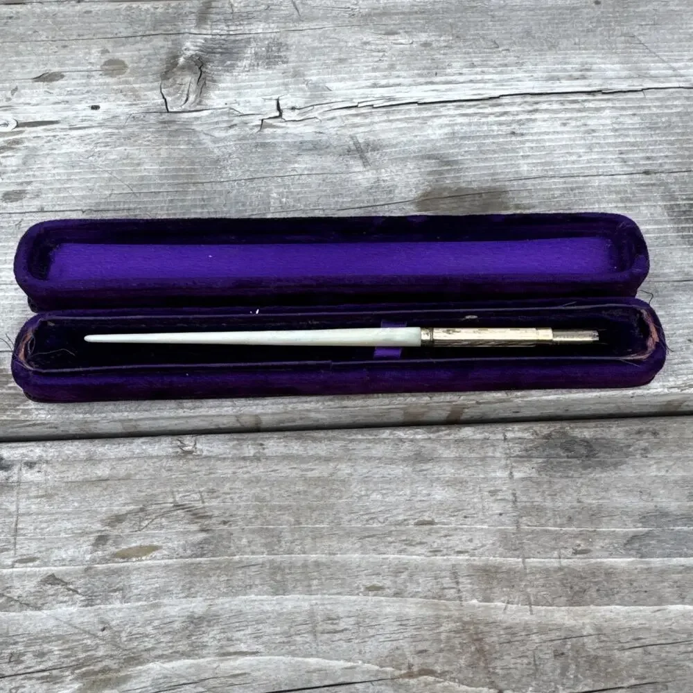 Antique Mable Todd & Co. No. 1 Pearl Shaft Dip Pen Gold Scroll & Seamless 5 G